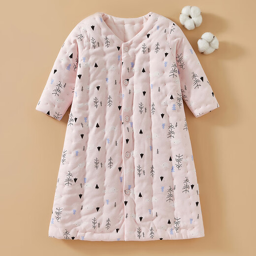 Mianguduo Children's Handmade Pure Cotton Sleeping Bag Thickened Anti-Kick Quilt Large Children's Pajamas Autumn and Winter Baby Sleeping Home Clothes Lan Xiaoshu 120 Code