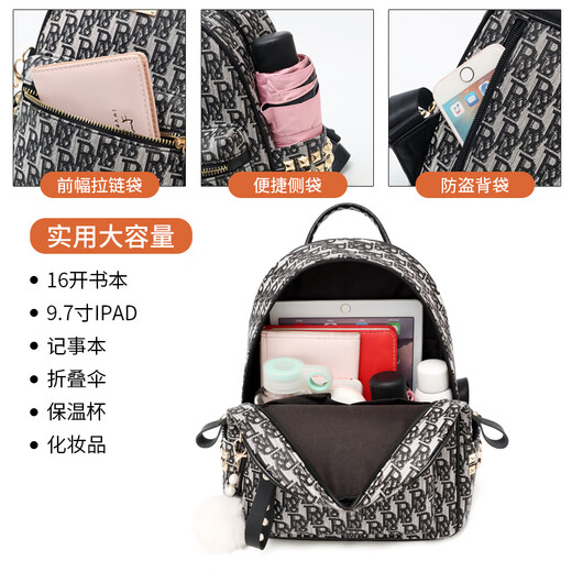 Holzspecker (Tucano) Rucksack für Frauen 2024 Neue trendige und super heiße, vielseitige, weiche Ledertasche Mode Frühlings- und Sommerreisen Damen kleiner Rucksack [6231 Models] Schwarz klein