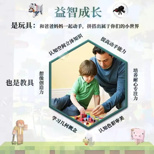 Minecraft Magnetic Square Education Kinderspielzeug 3-6-12 Jahre alter MC Magnet Bausteine ​​für Jungen und Mädchen Geburtstagsgeschenke Zufallsmodell [300 Partikel + 10 Figuren] Geschenkboxpackung