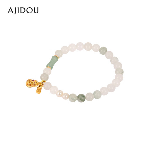 Jinzhu AJIDOU new Chinese style national style fashion jade beaded bracelet gourd pendant pearl bracelet for women light green 5cm