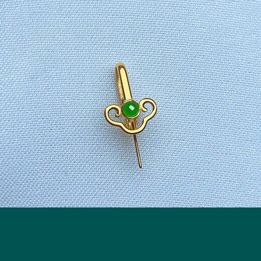 DL 1998 Fat Donglai same style gold buckle head jade pendant color top bead inlaid with auspicious cloud clip buckle pearl necklace head buckle pendant essence auspicious cloud clip buckle