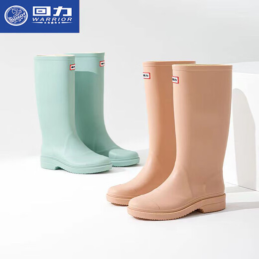 回力雨鞋女新款时尚户外中高筒防水雨靴水鞋防滑耐磨套鞋胶鞋 薄荷绿色 38