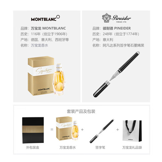 Montblanc MONTBLANC perfume 129777+Bened black signature pen gift box set New Year gift
