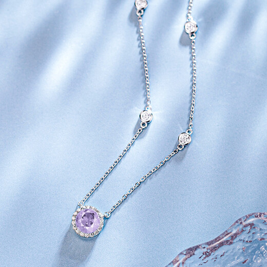 Fanci Fan Qi star point necklace female color pendant clavicle chain fashionable silver jewelry birthday light luxury high-end gift for girlfriend Jiuzilihuo purple