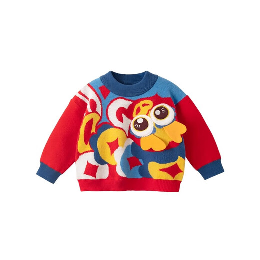 Langlebiger wohlhabender Kinderpullover, Herbst- und Winterpullover-Strickpullover, Jacquard, cooler Drachenstil, Baby-Neujahrskleidung, Jungenpullover, Hongyun Qianlong 110