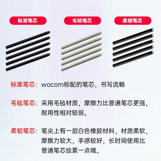 Wacom Refill Digital Tablet CTL672 472 6100 671 Yingtuo 651 660 handbemalte Board-Filzstift-Stift-Stift-Stift-Tipps Original Generation 2 Standard + 2 Flexible + 2 0x0cm
