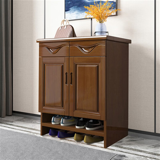 Chuangjingyi chose Jiangxi Nankang shoe cabinet Chinese shoe cabinet solid wood three and four door household shoe rack modern simple living room storage two-door hollow walnut color (80*38*110)