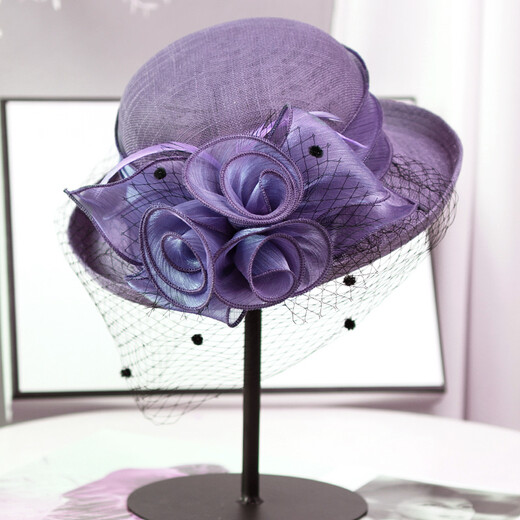 ROGOSKY CONTINADOR Sombrero de la marca Femenina de la marca Francesa y Summer Sol Gat Noble Gat Boat Flower Top de la flor Británica Big Big Mesh Flower Beige Cabeza de la cabeza 57 cm (con cuerda de mediación)