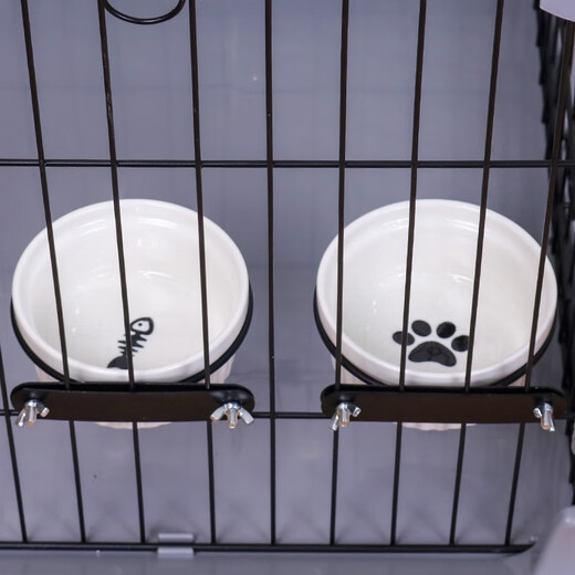 Hanhan Pet Pet Cat and Dog Bowl Hanging Cage Special Ceramic Bowl Fixed Hanging Cage Cat and Dog Food Basin Water Bowl Cage Hanging Ceramic Bowl