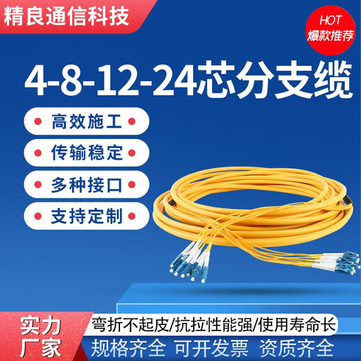 YZJLTX 4/8/12 core 24 core beam-shaped tail fiber SC square head to LC-FC-ST multi-core single-mode cluster fiber optic cable fiber jumper tail cable Custom 4 core single-mode cluster branch jumper 100m
