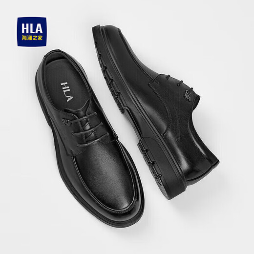 Hai Lan House HLA leather shoes men's first layer cowhide shoes men's classic British formal business casual shoes men T324 black 42