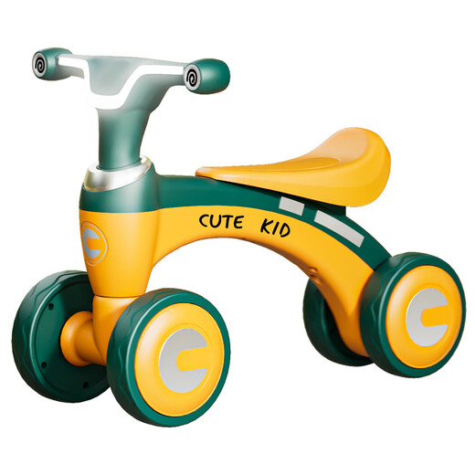 Ha Dinglong Children's Balance Car 1-3 Years Old Boy Toy Girl Without Stepping Car Baby Sliding Car Kid Four-wheel Car Amber Green 2-4 Years Old [Lighting Music]