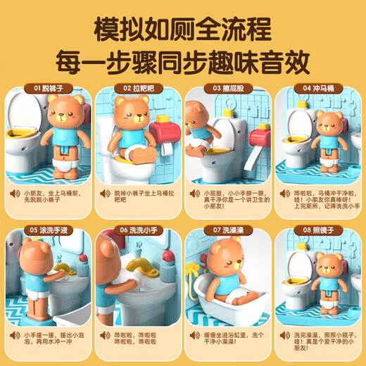 Balson Kinderhaus spielen Simulation Badespielzeug Baby Simulation Toilettenszene Training mit Sound Effect Boy's Birthday Gift
