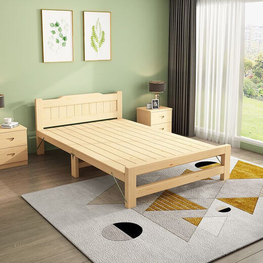 Jinhe massives Holzklappbett Haushalt Einzelbett Miethaus 1,2 Meter Einfaches Bett zum Mittagessen BRÜSSCHALTUNG Hartes Brettbett 1,5 Meter doppelte Person kostenlose Installation 150 cm breit (horizontaler Brettstil mit hoher Höhe)