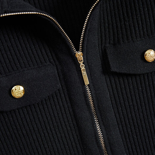 She pool lapel sweater 2025 autumn new women's double-ended zipper long-sleeved slim fashion top