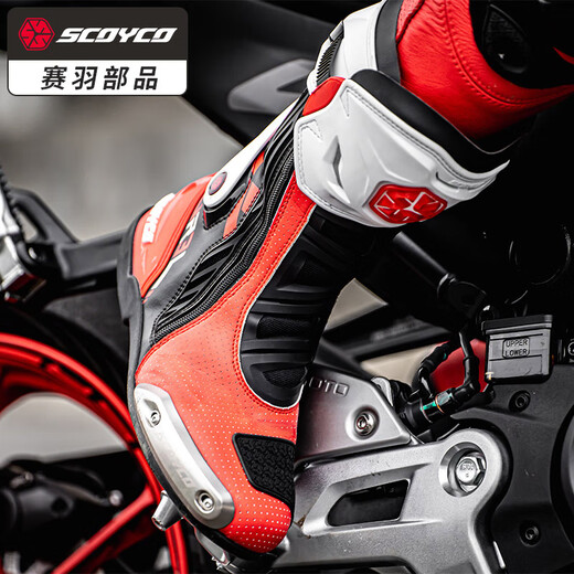 SCOYCO motorcycle riding shoes, anti-fall racing boots, wear-resistant, non-slip, breathable, protective motorcycle racing boots MR003 Force Red 43