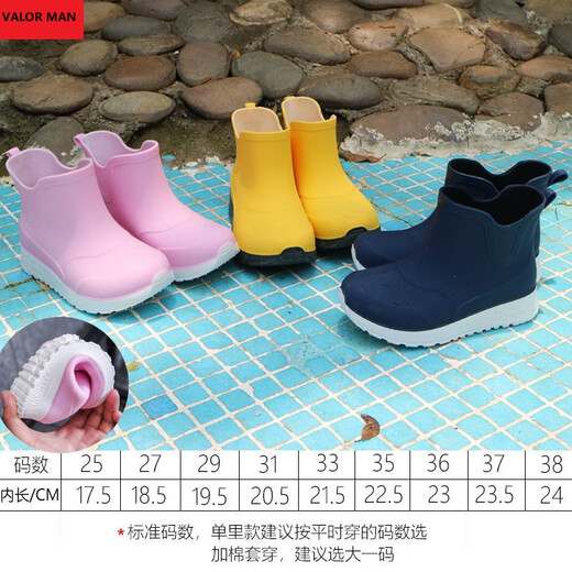 VALOR MAN elementary school students rain boots children medium and older children boys plus velvet warm rain boots rubber shoes women's shoes water boots children white background blue 31