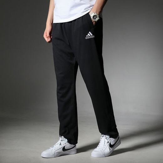 阿迪达斯（adidas）官方男裤 户外运动裤三条纹健身跑步长裤束脚休闲裤灰色卫裤 GK9273-刺绣logo/偏大直筒 2XL