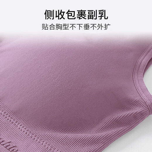 Langsha Lady's fat-wrapped breasts, wide shoulders, seamless chest pads, vests, beautiful back base, single-size middle-aged and elderly large-size bra, blue, suitable for weight 100-180 Jin [Jin equals 0.5 kg]
