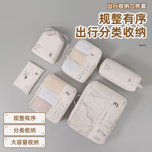 MEXEMINA Sac de Rangement de Voyage Sac de Rangement pour Valise Sac de reconditionnement Sac de vêtements de Voyage Portable Sac de Rangement pour sous-vêtements Beige No. 3 Sac de Rangement pour vêtements