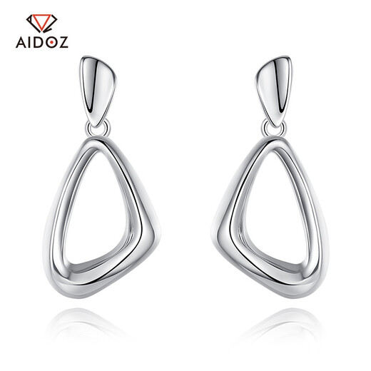 Aido Diamond PT950 Platinum Geometric Stud Earrings for Women Platinum Fashion Hollow Glossy Triangular Earrings Pair 2.9-3.1g + Delivery Certificate