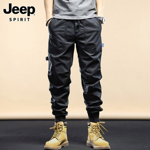 Jeep Spirit Jeep Pantalones casuales para pantalones de atado de primavera y otoño de los hombres New versátil peluche de montaña Pantalones largos para hombres 679 Caki Regular 32