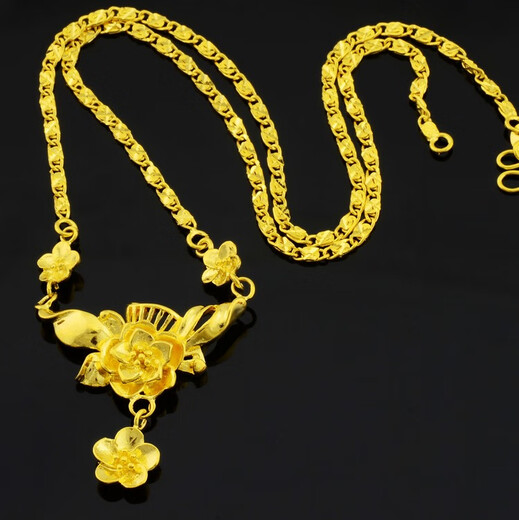 Lingchuan Vietnamese sand gold 99 necklace women's set chain sand gold rose gold-plated pendant with clavicle fine chain