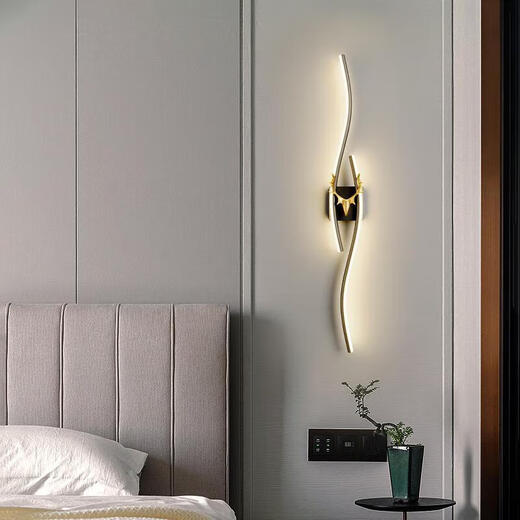 Fenglanq FENGLANQ creative long light luxury wall lamp living room TV background wall LED about stair bedroom bedside gold 60cm three-color light