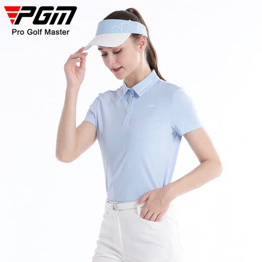 PGM高尔夫服装女装 透气短袖T恤 POLO衫 YF673-冰晶蓝【上衣】 M
