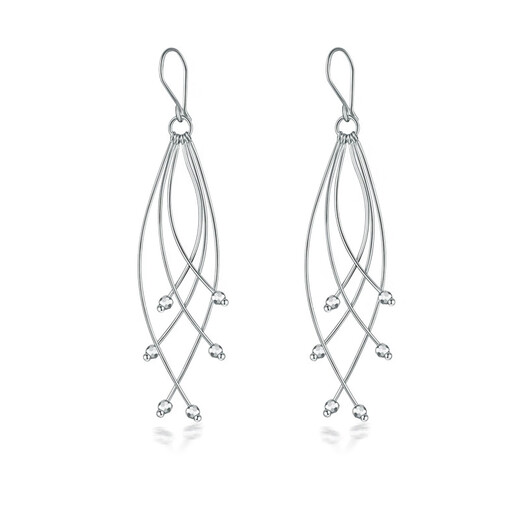 Jincaifu PT950 high-quality curved tassel platinum earrings platinum earrings earrings earrings platinum curved tassel earrings about 5g