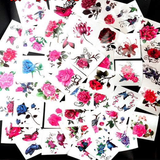 [100 photos] Tattoo stickers for women waterproof and sweat-proof small fresh rose flower butterfly arm calf ankle clavicle simulation tattoo sticker tattoo sun protection gloves forgive color sleeve