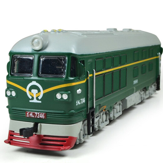 Dongfeng Locomotive Simulation Modèle alliage sonore Sound et Light Return Classical Green Train Internal Children Children Boy Toy Car Model Retro STEAM-TRAIN + CAR [SUIT VERT]