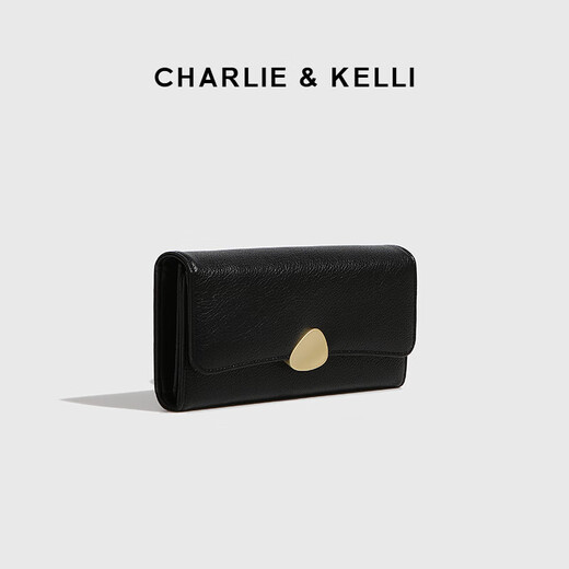 CHARLIE&KELLI brand CK light luxury bag women's bag 2025 new coin purse long simple multi-card slot clutch black Bakura Sufa brand gift bag