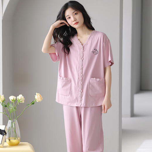 Modal Cotton Cardigan Pyjamas für Frauen im Sommer 2025 Neue Farbe kurzärmelige Hosen HOMF-753 Frauen 2xl 175 Empfohlenes Gewicht 140-158jin [Jin entspricht 0,5 kg]