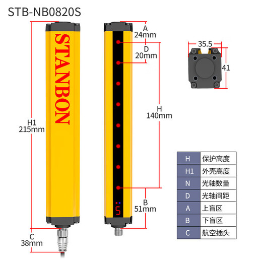 定制定制双独立输出安全光栅光幕传感器STANBON施特安 STB-NB4840S