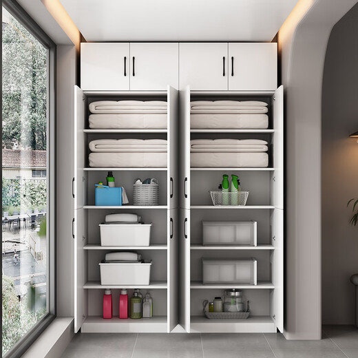 White taro balcony storage cabinet storage household large-capacity storage cabinet sun protection storage cabinet wall-mounted storage cabinet shoe cabinet customization two doors high 180 wide 60 deep 40 (installation included) upper and lower doors