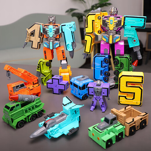 Toys de déformation numérique Oloey avec des blocs de construction de robots intégrés et intégrés pour enfants King Kong 3 Four à 6 ans Boys Nouveaux grandes taille [10 numéros] - Big Gift Box Version