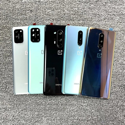 OnePlus 8 original glass back cover 8Pro original mobile phone back case 1+8T back case rear screen battery suitable for OnePlus 8 black mirror without frame with auxiliary adhesive backing/heating patch