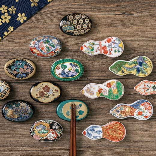 Chidai Genko Imari ceramic chopstick holder, gourd ingot type chopstick holder, chopstick holder, Japanese imported household chopstick holder, brocade gold railing hand