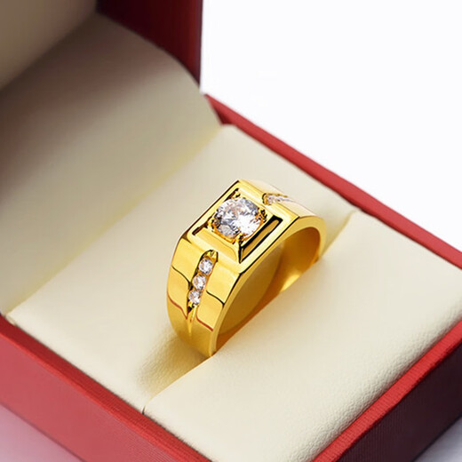 Terry's new 18 gold diamond ring for men 1 carat domineering open wedding white diamond ring live gold gentleman's ring platinum gentleman's ring (live)