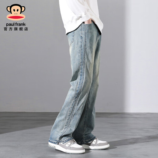 
Big Mouth Monkey (paul frank) American wide-leg jeans men's autumn and winter loose new casual straight-leg trendy brand high street slim pants men's clothing Nostalgic blue 9901H [official authentic] XL [recommended 140-160Jin [Jin equals 0.5 kg]]