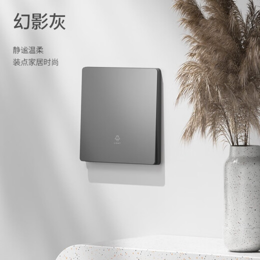 国际电工开关插座肤感大面板超薄灰色86型暗装家用一开五孔双控空调插座 一开双控