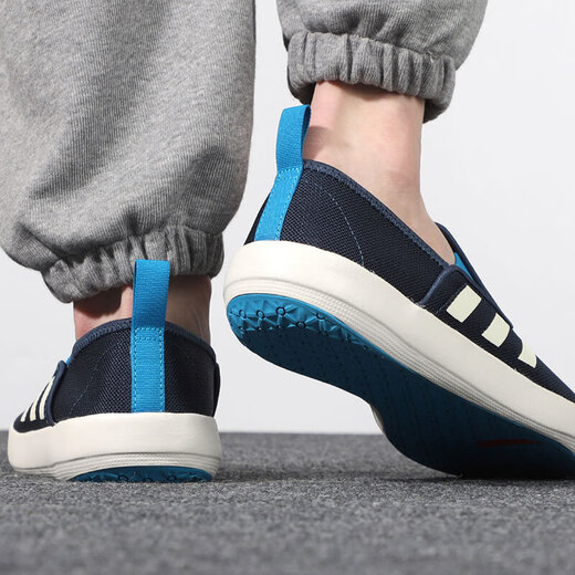 adidas阿迪达斯男鞋新款鞋子运动鞋休闲鞋帆布鞋气一脚穿低帮懒人鞋 不带LOGO蓝色 44/270