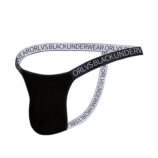 
Men's underwear Bikini-style sexy hollow men's thong modal low waist solid color comfortable breathable shorts Black XL