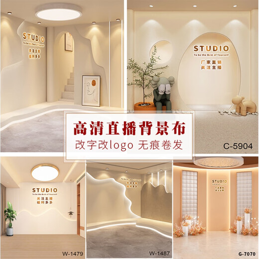 CLCEY直播背景布3d立体高清服装产品简约室内仿真壁画挂布视频 蓝白 W-1484高清加厚 2x3.5m