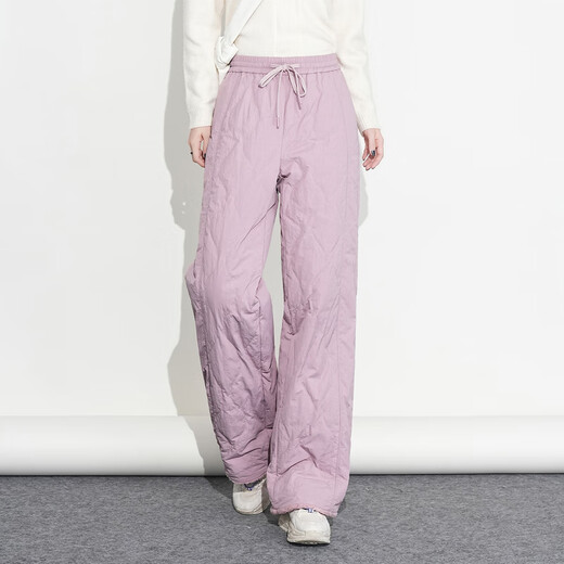 Flying in the snow new style gourd pattern down pants for women Korean style loose straight wide leg warm lambswool pink|1234 M 165/72A
