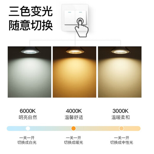 世界之星 筒灯LED射灯家用客厅吊顶过道走廊玄关工程一体化嵌入式天花灯桶灯孔灯洞灯 5W三色变光C款