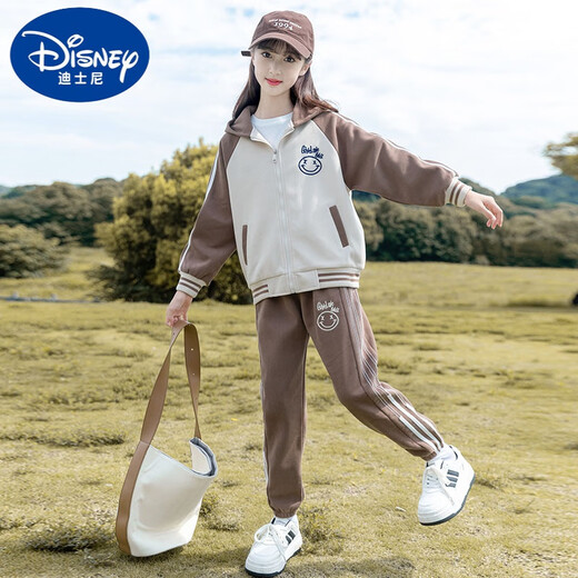 Disney (Disney) Girls Spring and Autumn Suit Set 2024 New Big Children's Women's Clothing Fashionable Sports Two-Piece Set Children's Girls Autumn Clothes BQ1396 Black [Coat + Pants] 110cm