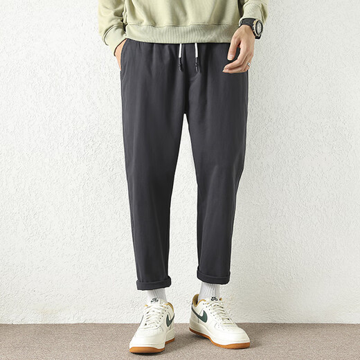 Jean-Vis Summer Nuevo pantalones casuales para hombres sueltos rectos 2025 Nuevos pantalones de verano de nueve puntos cómodos 9904 caqui gris + 9904 claro caki m