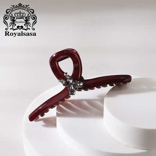 Royal sasa皇家莎莎发饰红色发夹抓夹蝴蝶女后脑勺高马尾鲨鱼夹轻奢